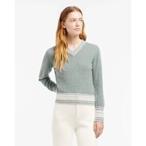 Barrie Chanel Cashmere V Neck Sweater in Carskey Rocks Stripes M
